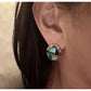 Carolyn Pollack Relios 925 Mosaic Turquoise Malachite Lapis Inlay Earrings