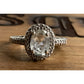 Sterling Silver 925 Oval Clear Stone Halo Ring Size 7.25