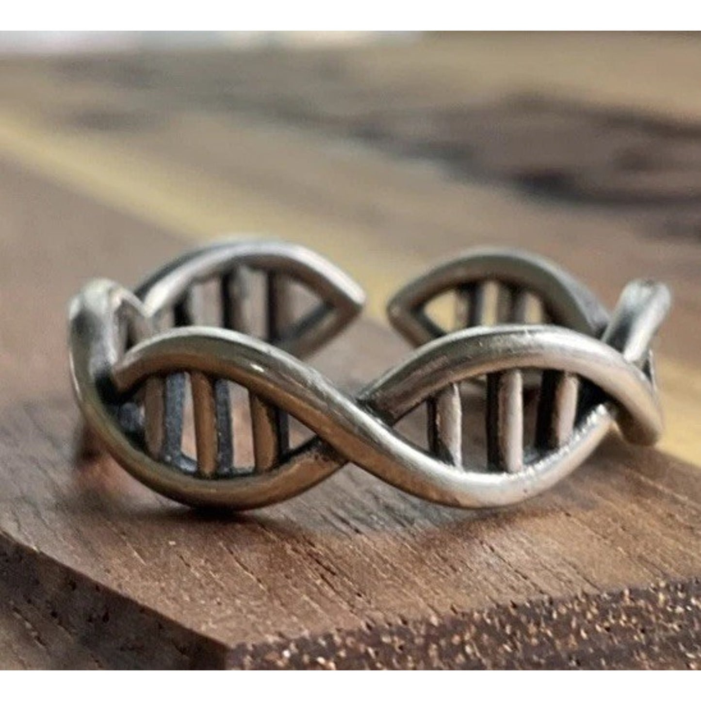 Sterling Silver DNA Ring 925 Double Helix Infinity Twist Band Size 7.5