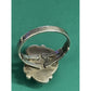 Signed WM Navajo Sterling Silver Turquoise Ring Floral Design Size 7