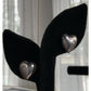 Sterling Silver Puffy Heart Stud Earrings Polished Classic