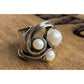 Hagit Gorali HG Sterling Silver Pearl Ring Israel Modernist Statement Ring Sz 7