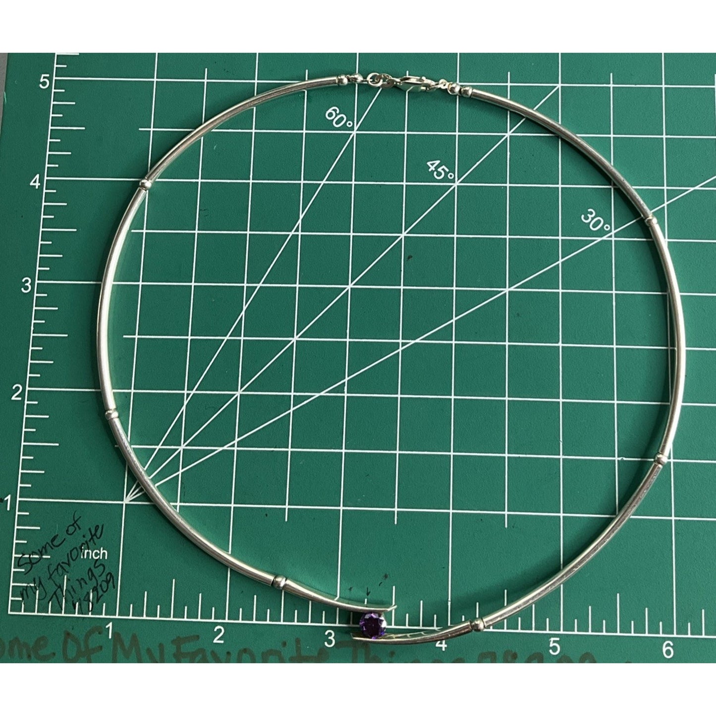 Sterling Silver Amethyst Collar Necklace Minimalist Modern Torque Necklace