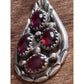 Vintage Sterling Silver Red Garnet Style Teardrop Cluster Pendant