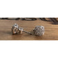 Sterling Silver Halo Stud Earrings Cushion Cut Micro Pave