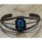 Vintage Navajo Native American RLG Sterling Silver Kingman Turquoise Cuff Bracel