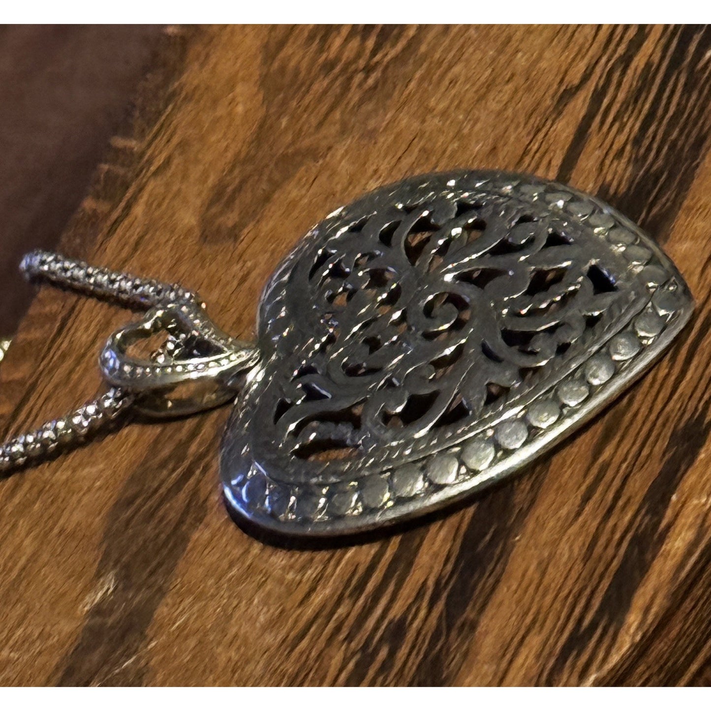 Vintage ATI Italy 925 Sterling Silver Filigree Heart Necklace 17” 10g
