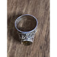 Vintage Sterling Silver Faceted Citrine Ring Sz 8.25 Artisan Filigree Swirl Band