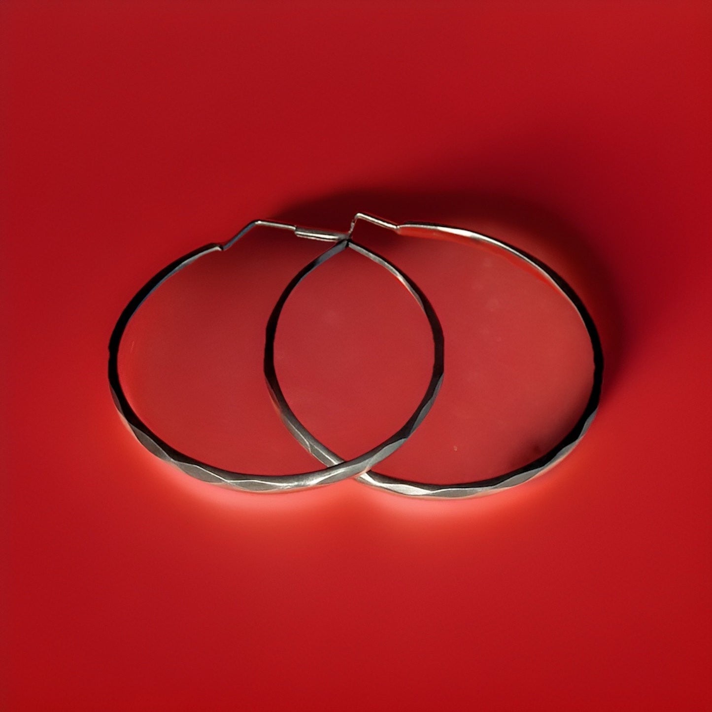 Editoral Hammered Hoop Earrings – – 925 Sterling Silver 1.75” - 6g