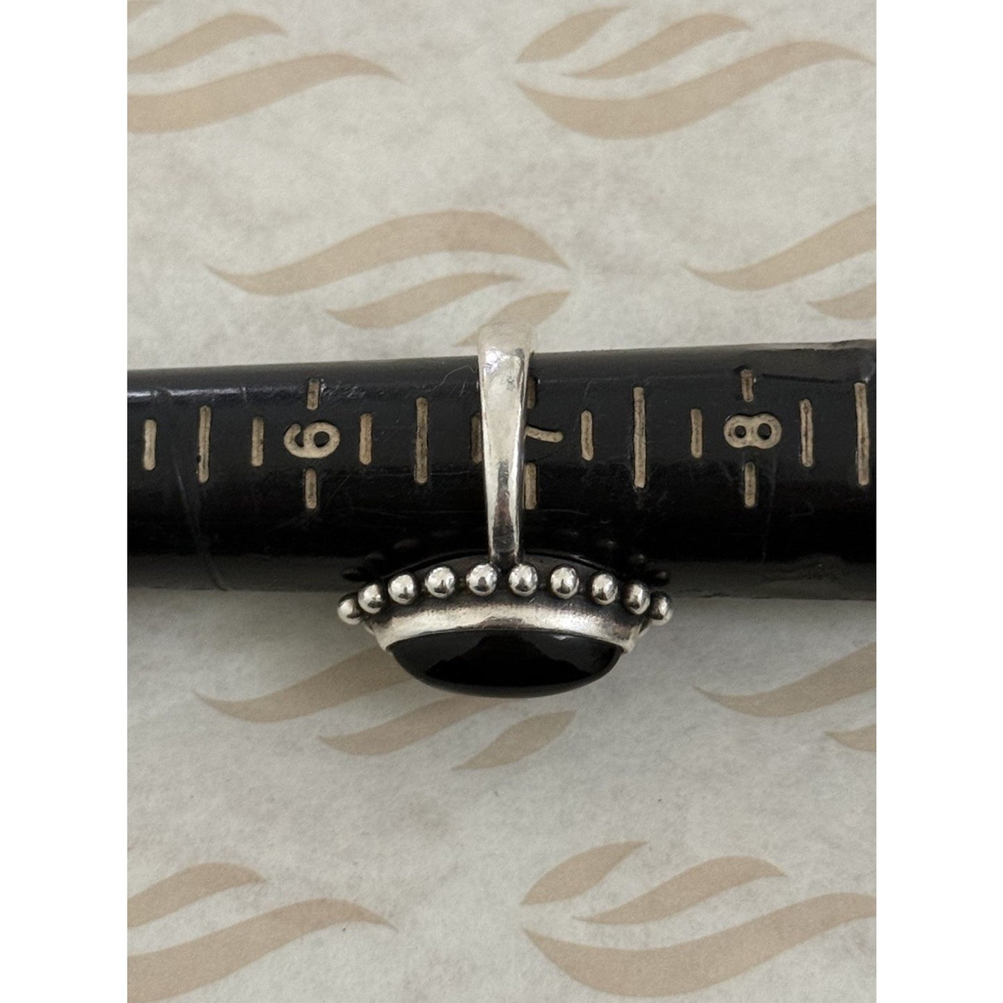 Pre owned James Avery Retired Sterling Silver Beaded Marquise Onyx Ring Size 7