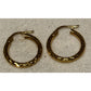 Vintage HAN 925 Gold Tone Sterling Silver Textured Oval Hoop Earrings