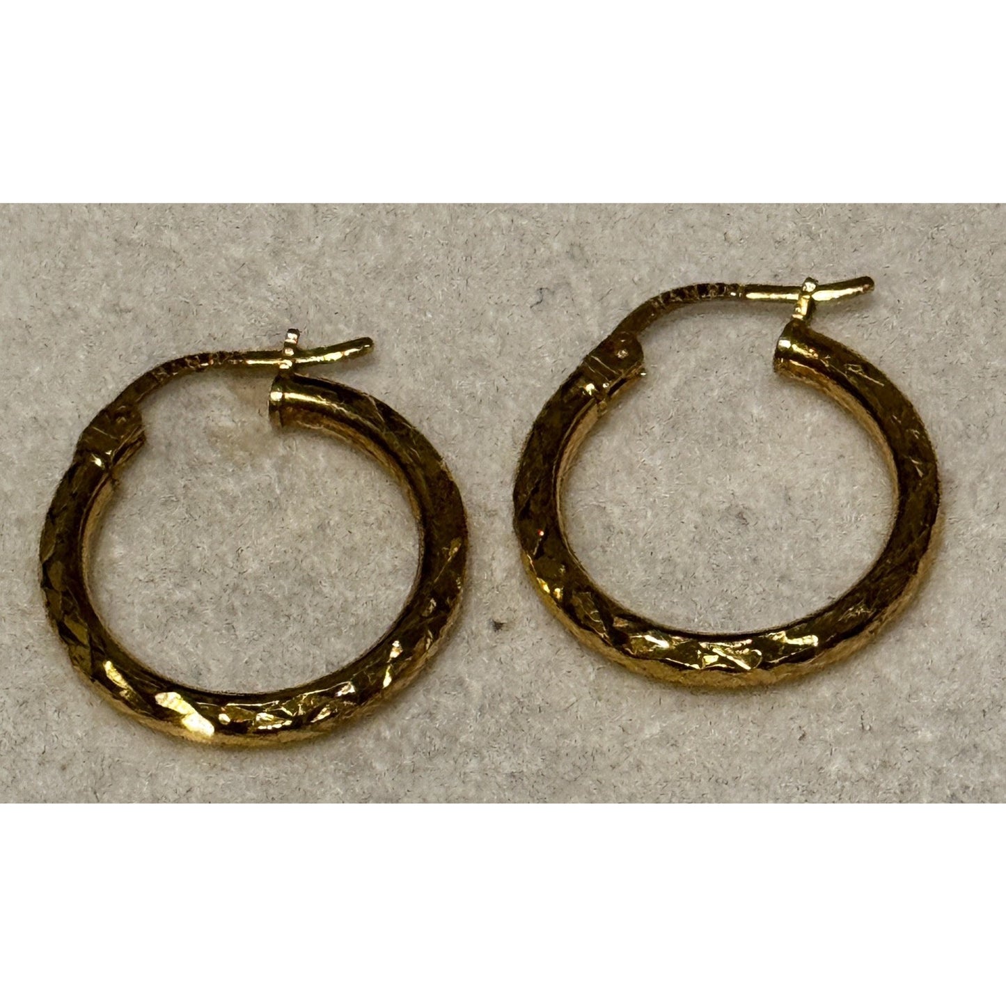 Vintage HAN 925 Gold Tone Sterling Silver Textured Oval Hoop Earrings