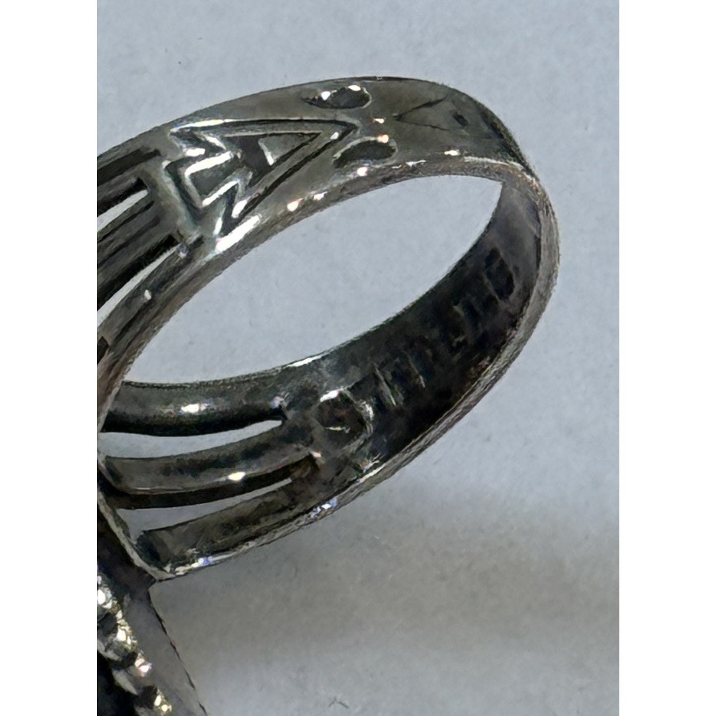 Vintage Navajo Turquoise Sterling Silver Green Turquoise Ring Old Pawn Size 6.5