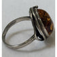 Vintage 925 Baltic Amber Cognac Sterling Silver Ring Size 7.5 Statement Ring
