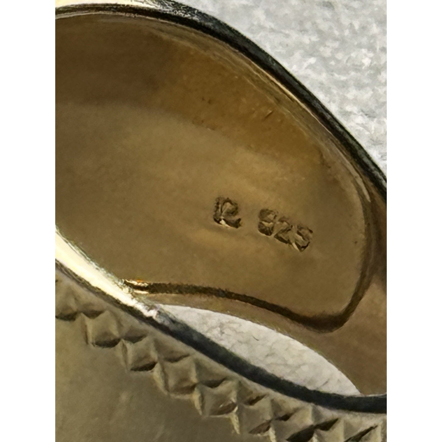 Gold Vermeil 925 Sterling Silver Wide Cigar Band Ring Diamond Cut Size 9