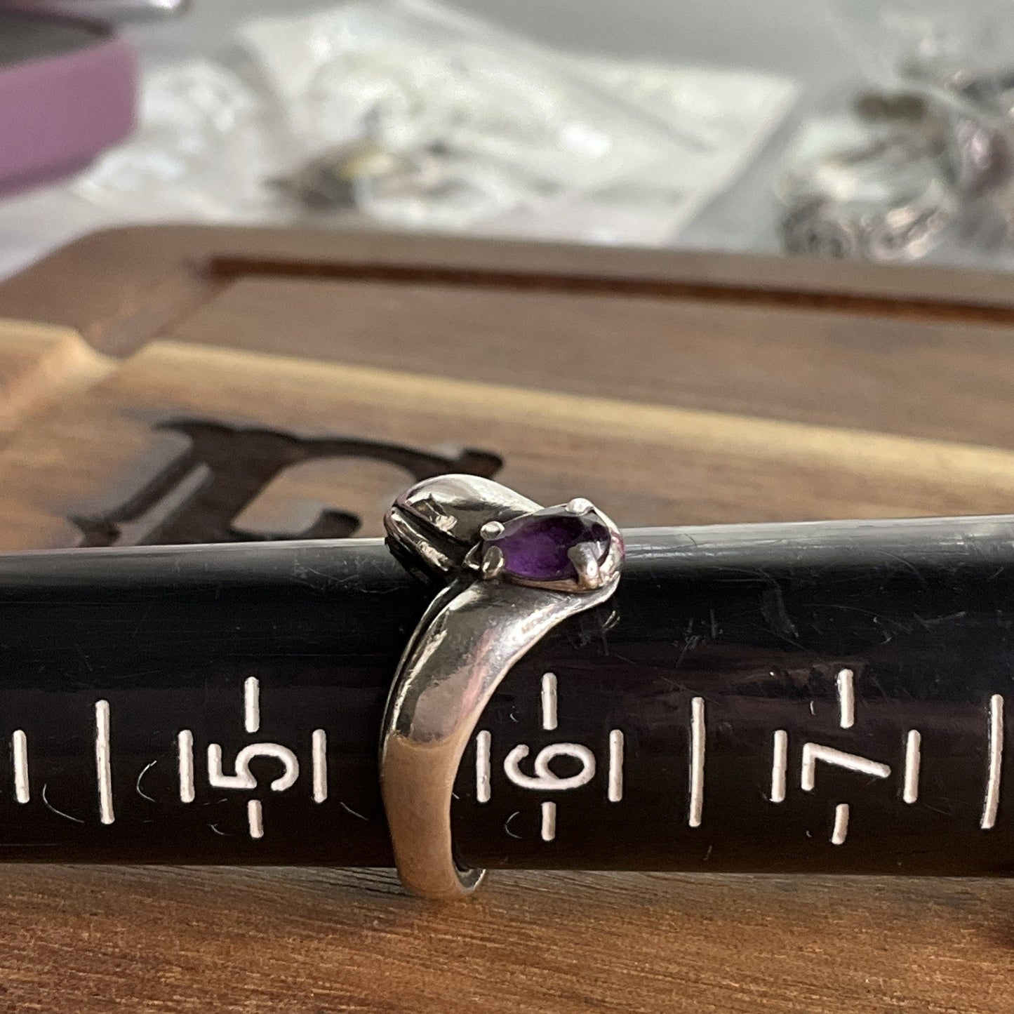 Retired James Avery Apogean Purple Amethyst Tear Drop Ring Size 5.5