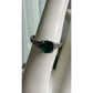 Vintage Sterling Silver Emerald Style Green Stone w/ White Sapphires Ring Size 7