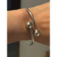 Vintage ATI Mexico 925 Sterling Silver Hinged Bypass Ball-End Bangle Orb Bracelet 14.8g