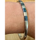 Vintage 925 Sterling Silver southwestern Abalone Inlay Hinged Bangle Bracelet