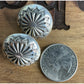 Vintage Sterling Silver Concho Floral Bold Dome Earrings 12g