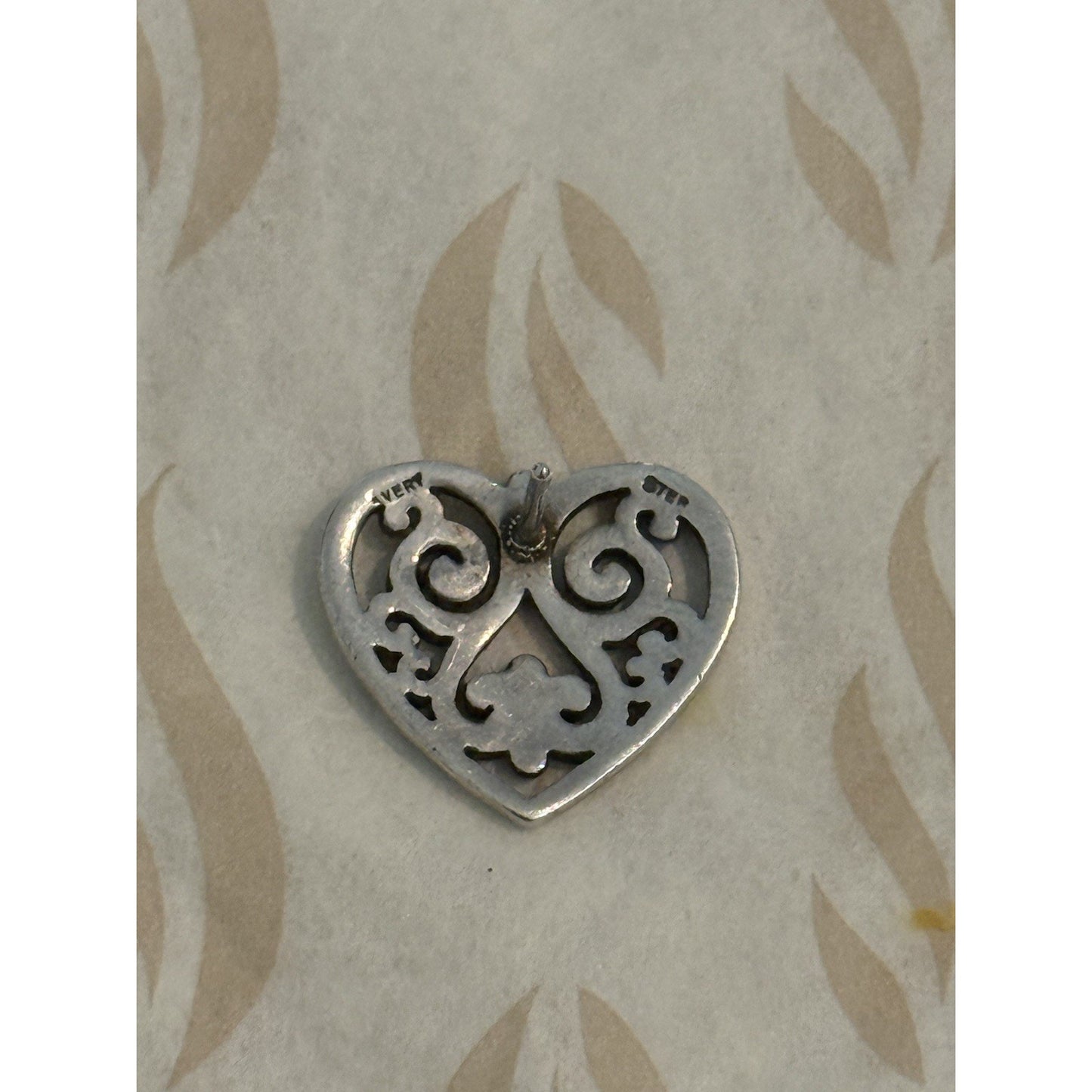 James Avery Retired Sterling Silver Open Heart French Scroll Heart Earrings Pre-Owned