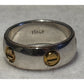 Vintage Italy 925 Sterling Silver Gold Tone Screw Band Ring Size 5