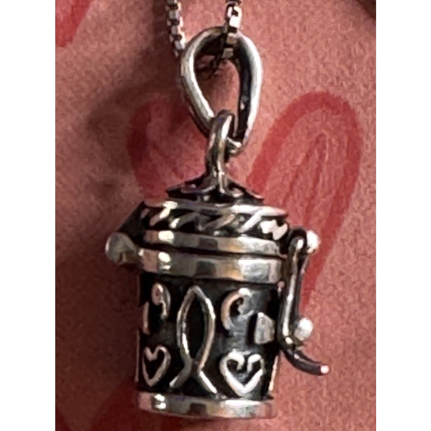 Vintage Sterling Silver Amulet Pendant (Opening Prayer / Wish Box) With Necklace