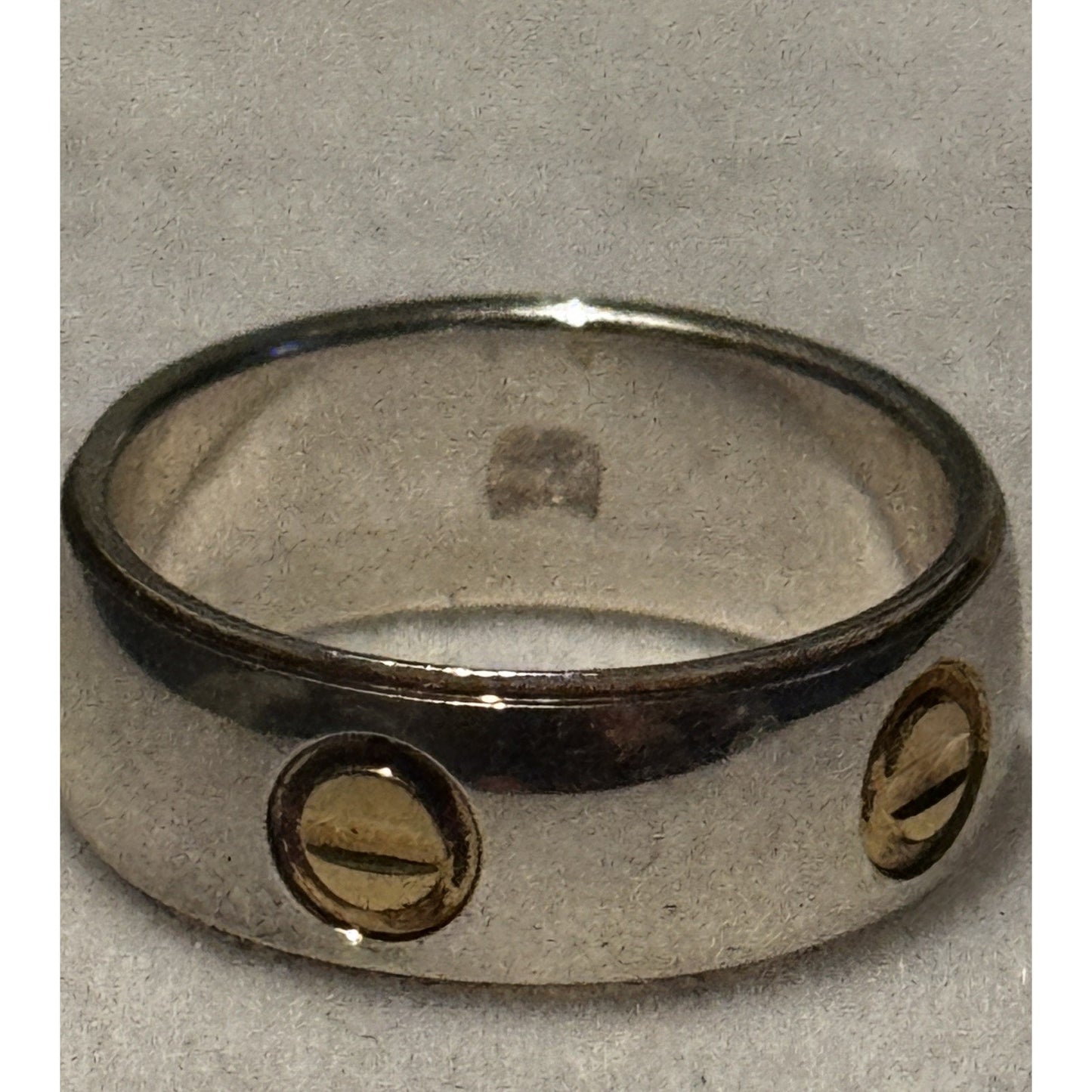 Vintage Italy 925 Sterling Silver Gold Tone Screw Band Ring Size 5