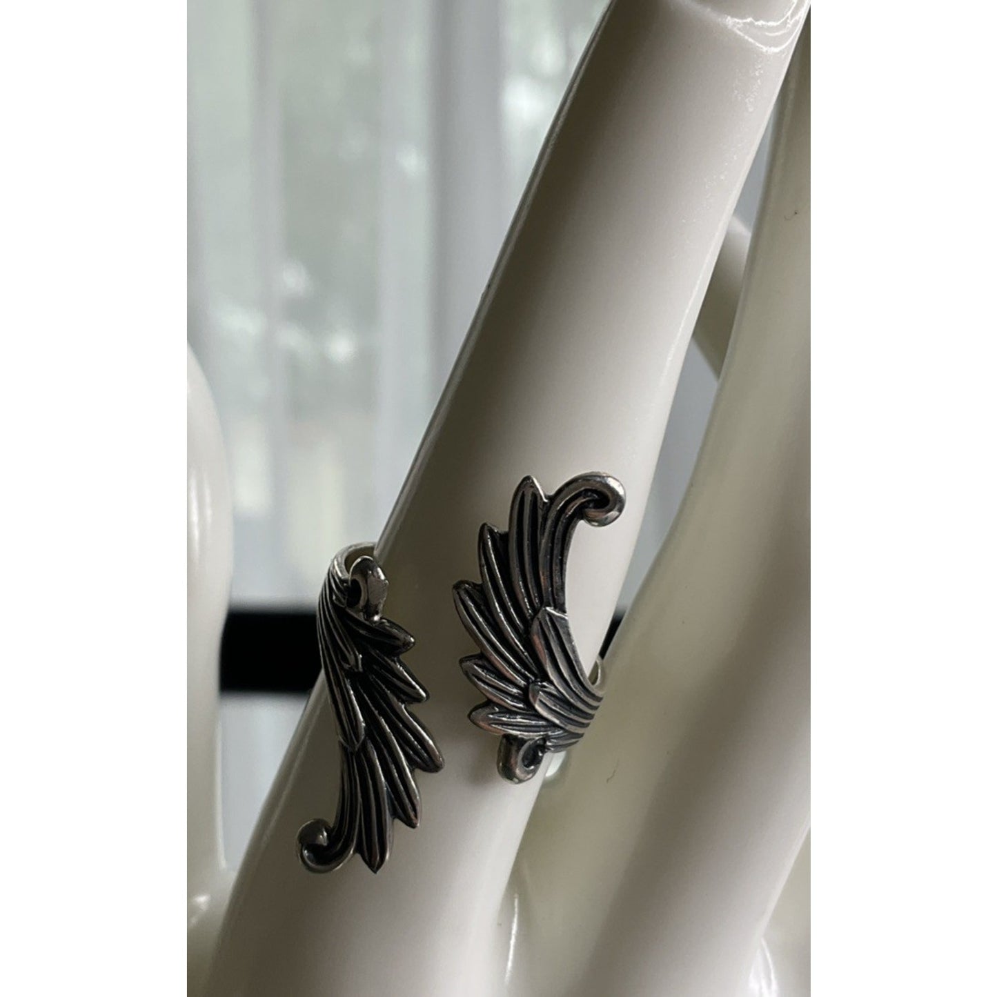Sterling Silver Angel Wing Wrap Ring Size 8 Feather Gothic Boho