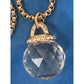 OPC Gold Tone Faceted Crystal Orb Pendant Necklace Long 32” Statement 111g