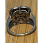 Vintage Sterling Silver Black and White Moissanite Heart Cluster Ring Size 7.5