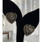 Vintage Sterling Silver Heart Stud Earrings Southwestern Style 925 Boho 7.2gr