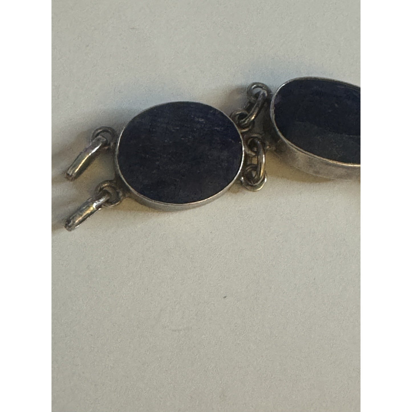 Vintage Sterling Silver Faceted Sodalite Bold Statement Bracelet 7.5 - 44g