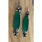 Vintage Sterling Silver Green Stone Bar Dangle 925 Earrings Boho Southwestern