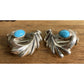 Vintage Robins Egg Turquoise Clip On Sterling Silver Earrings Fan Shell 11 Grams