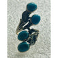 Vintage 925 Sterling Silver Long Turquoise Cabochon Statement Ring Size 7.5