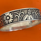 Preowned James Avery Retired Rare Silver WILDFLOWER SUNFLOWER Bangle Bracelet Sz M