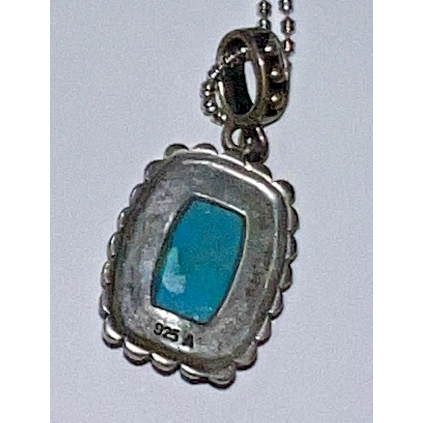 Vintage 925 Sterling Silver Necklace 18” with Turquoise Pendant