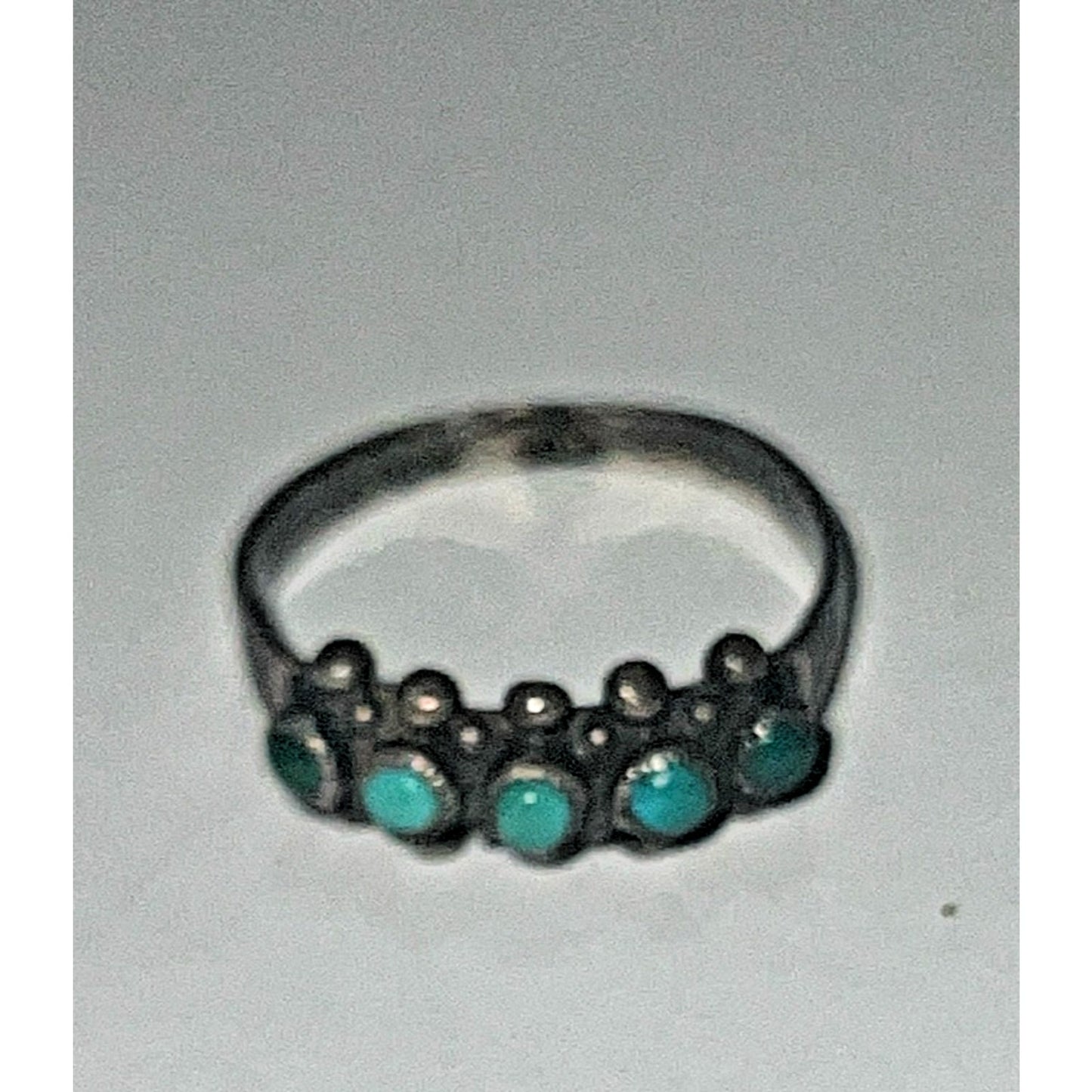 Vintage Sterling Silver Turquoise Cluster Ring Size 6.5 Southwestern Style