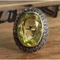 Vintage Sterling Silver Peridot Ring Size 5 Oval Yellow Green Gemstone Size 5