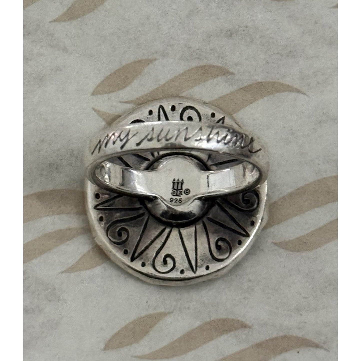 Pre owned James Avery Retired HTF Sterling Silver YOU ARE MY SUNSHINE Sun Ring Size 8.5