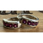 Vintage Sterling Silver Amethyst Purple gemstone Hoop Huggie Earrings