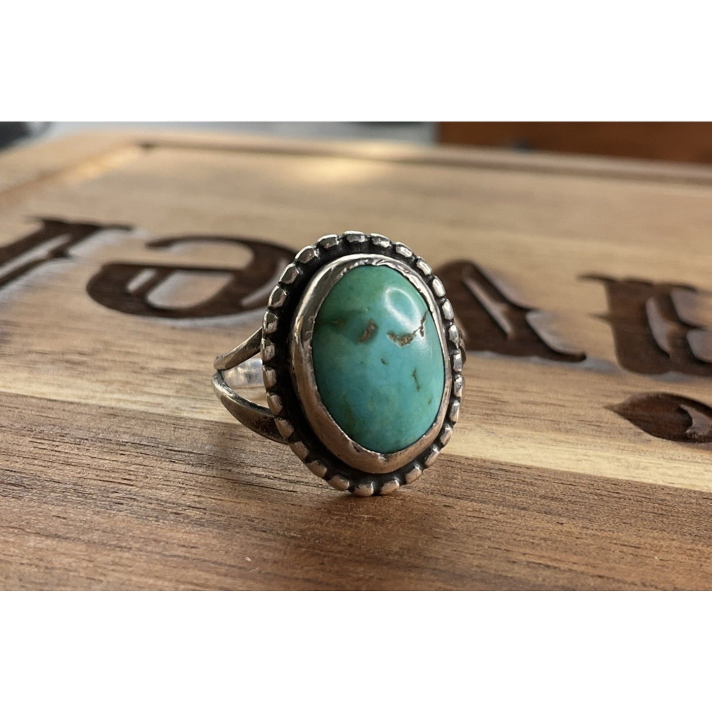 Vintage Sterling Silver Turquoise Ring Sz 7 Navajo Style