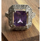 Art Deco FAS 925 Sterling Silver Amethyst CZ Ring Size 8.5 Vintage