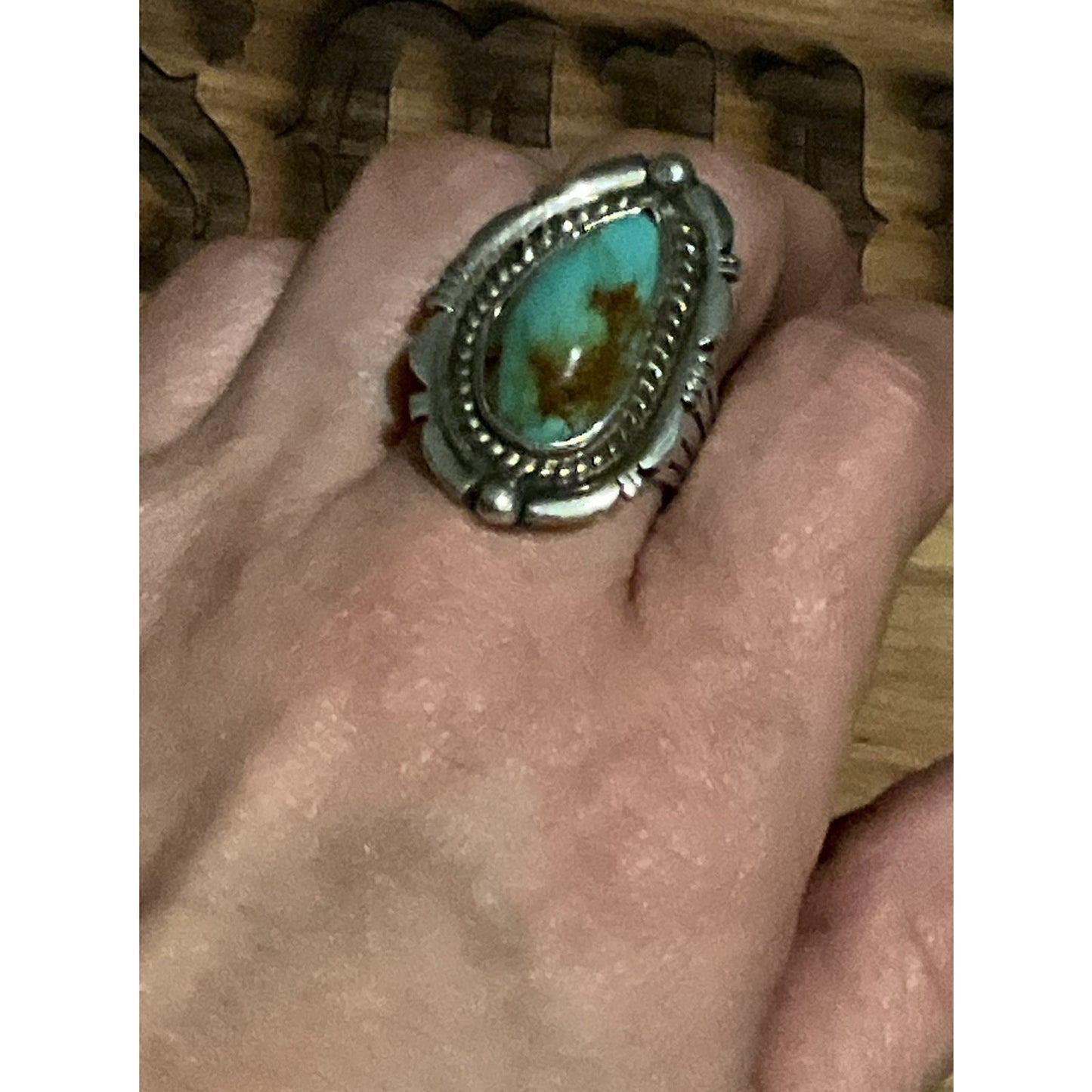 Vintage DC Sterling Silver Kingman Turquoise Ring Southwestern Navajo Sz 9 - 14g