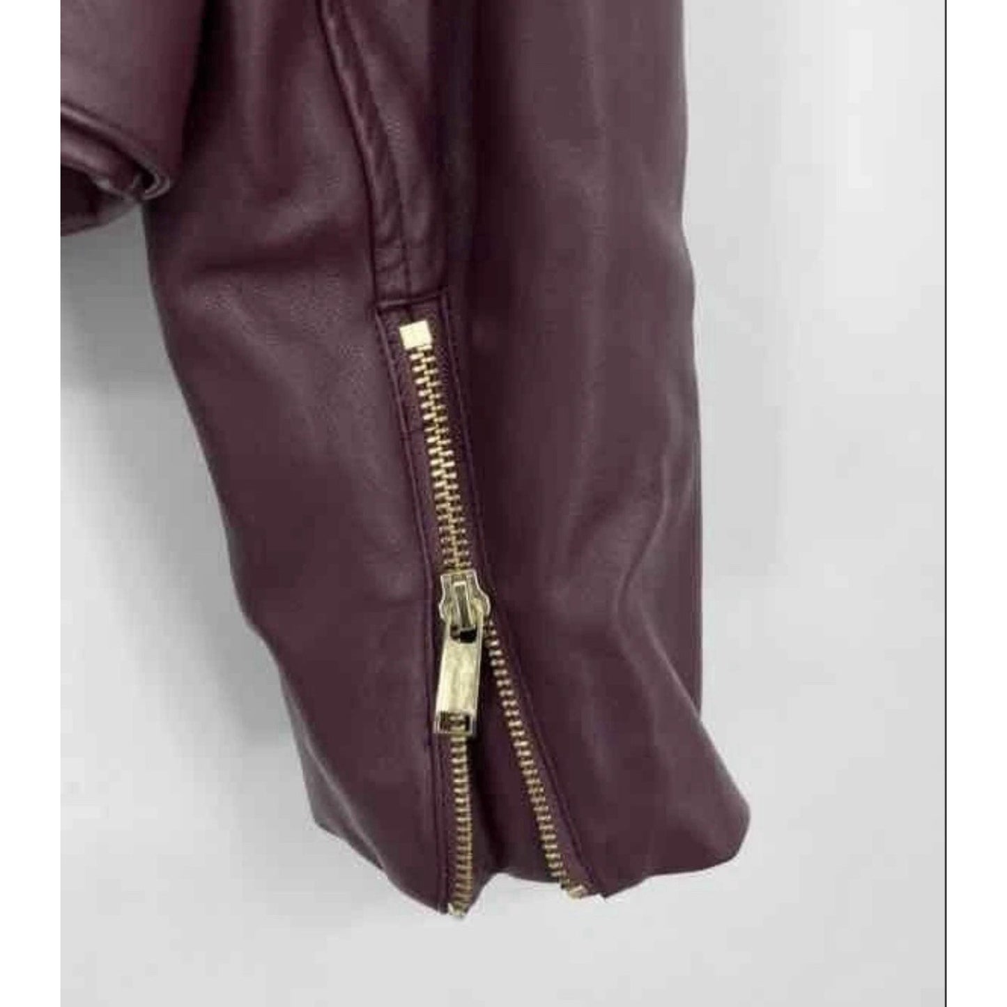Women’s Michael Kors Burgundy Faux Leather Jacket Motorcycle Jacket Size L
