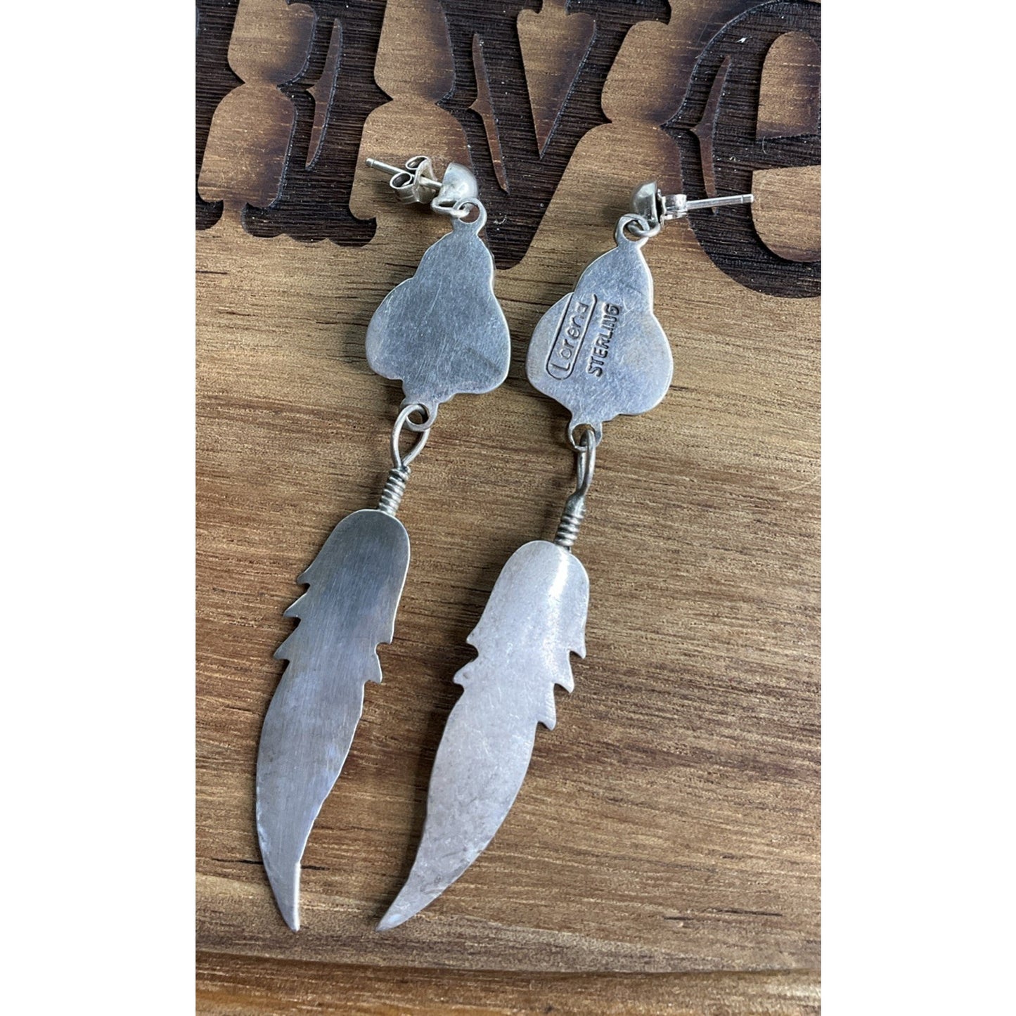 Lorena Sterling Silver Black Onyx Feather Dangle Earrings Southwestern Boho Drop