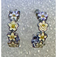 Sterling Silver 925 Enameled Sunflower Huggie Hoop Earrings