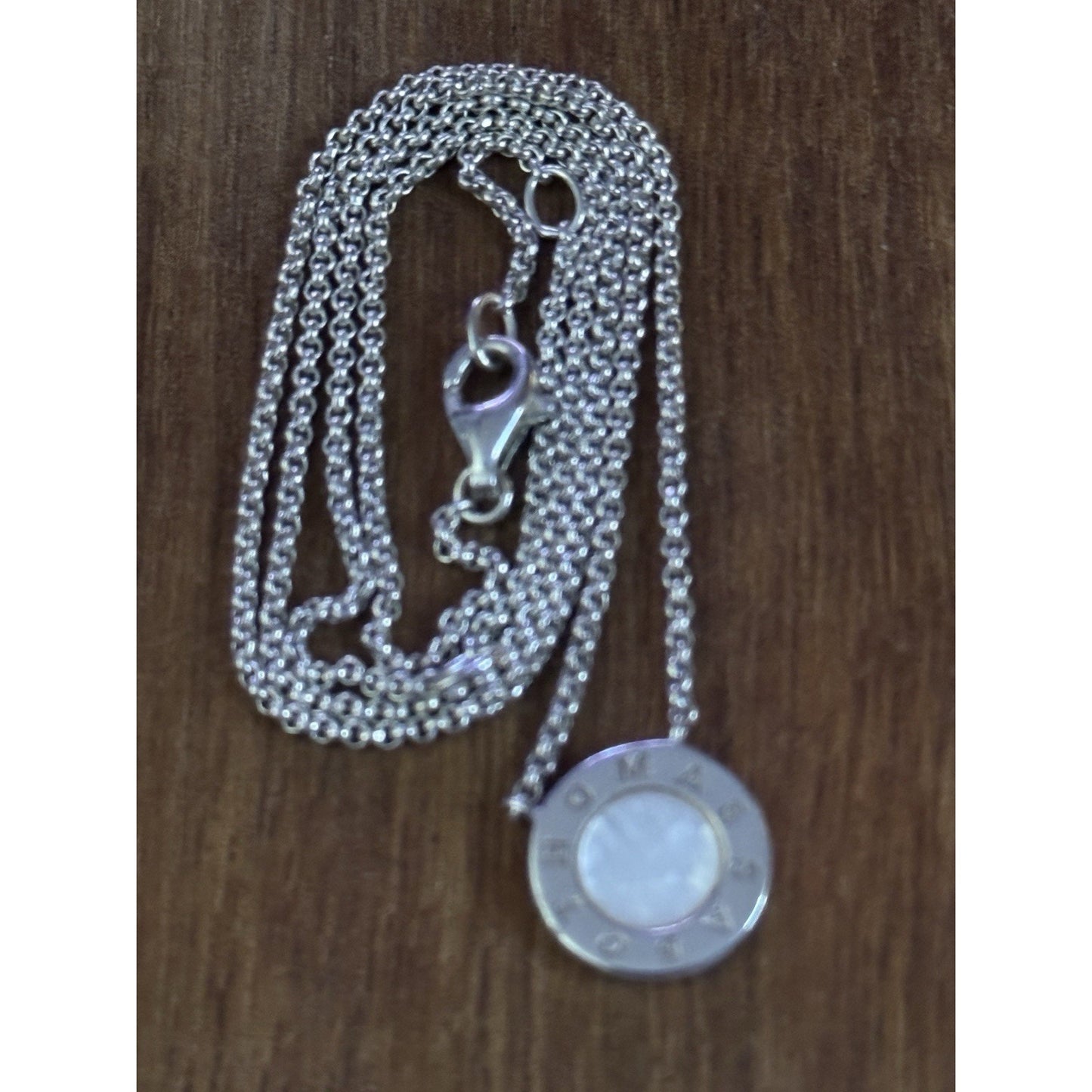 Thomas Sabo 925 Sterling Silver Mother-of-Pearl Disc Pendant Necklace 16 - 17”