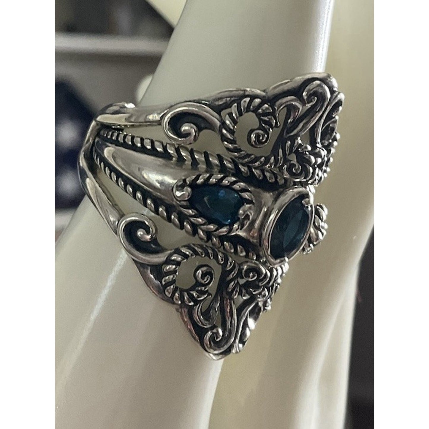 Carolyn Pollack Relios Sterling Silver Blue Gemstone Ring Size 9 Southwestern
